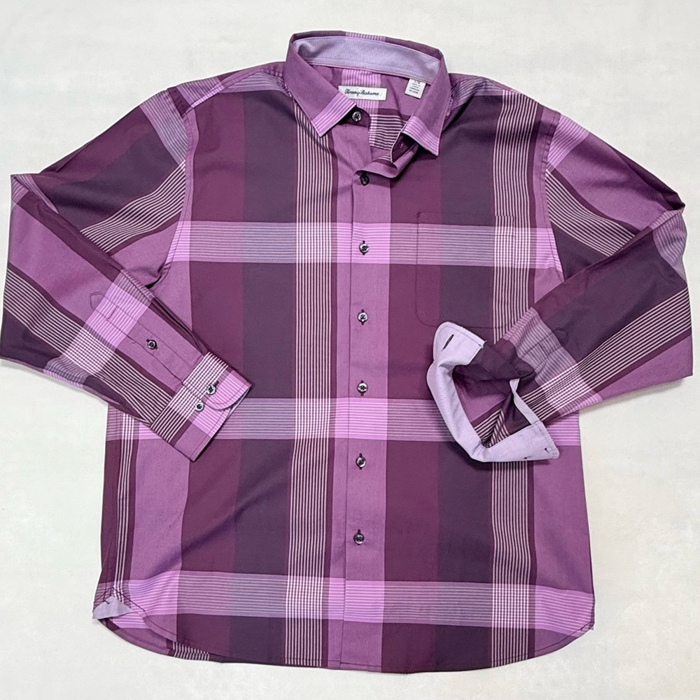 Tommy Bahama Men's Plaid Button-Up Shirt in Purple